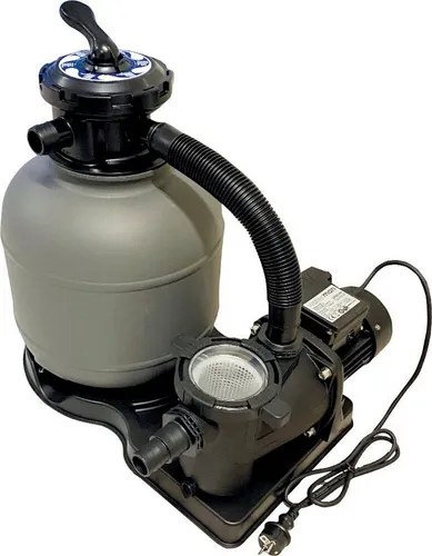 KWAD Sandfilteranlage SH 6 - Effiziente Poolfilterung - Sandfilteranlage für Pools bis 30.000 Liter, mit einer Pumpenleistung von 10 m³/h und einem Fassungsvermögen von 25 kg Sand für optimale Wasserqualität.