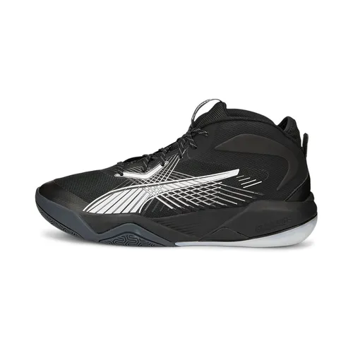 Puma Hallen-Indoorschuhe Eliminate Power Nitro II M+ schwarz/weiß Herren - Badmintonschuhe Herren mit innovativem WEBCAGE für überlegene Stabilität und NITRO-Schaumstoffeinlage für extreme Dämpfung und Explosivität.