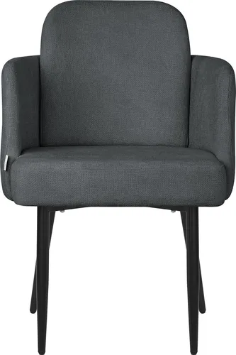 ML-Design 6er Set Esszimmerstuhl Anthrazit Stoffbezug Küchenstuhl mit Armlehne & Rattan-Optik Rückenlehne Polsterstuhl mit Metallbeinen Ergonomische