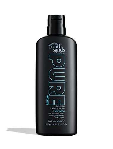 Bondi Sands Pure Self Tan Foaming Water Dark - Selbstbräuner für Damen, 200 ml, mit feuchtigkeitsspendender Wirkung für einen natürlichen, gleichmäßigen Bräunungseffekt – für sonnengebräunte Haut, jederzeit und überall.
