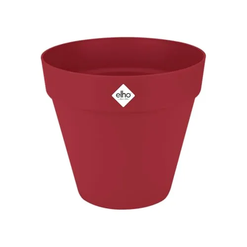 elho Loft Urban Rund 25 - Blumentopf für Außen - 100% recyceltem Plastik - Ø 24.5 x H 22.0 cm - Rot/Theaterrot