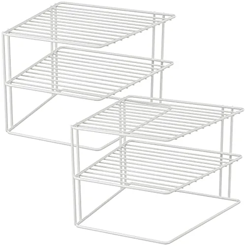 2x Schrankeinsatz mit 2 Etagen Tellerregal - Praktisches Küchenregal mit 2 Etagen, ideal zur platzsparenden Aufbewahrung von Tellern. Fertig montiert und in elegantem Weiß, passt perfekt in jede Küche oder Esszimmer.