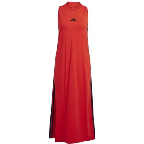 adidas Damen Essentials 3-Stripes Long Racerback Dress in grau von adidas