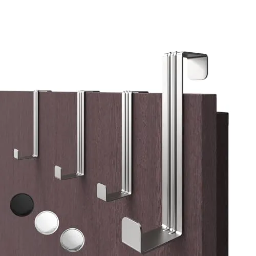 4smile Türhaken zum Einhängen, 4er Set - Edelstahl Kleiderhaken für Tür oder Schrank, vielseitige Haken zum Einhängen - Türgarderobe mit hoher Tragkraft, stabile Türhakenleiste