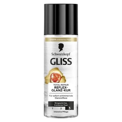 Gliss Kur Total Repair Reflex Glanz Kur 150ml - Intensive Pflege für glänzendes Haar. Die hochwertige Formel sorgt für geschmeidige Haare und schützt vor Schäden. Ideal für die tägliche Haarpflege.