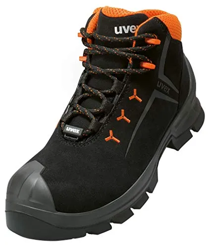 Uvex 2 Vibram Sicherheitsstiefel S3 SRC ESD - Orange-Schwarz, Größe 43 - Herren Industrie & Handwerk Stiefel mit atmungsaktivem Mikrovelours, rutschfester Sohle und ergonomischem Design für höchsten Tragekomfort bei langen Arbeitseinsätzen.