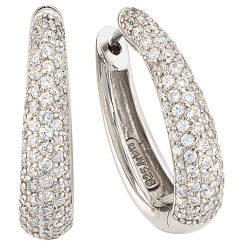 JOBO Creolen oval 925 Sterling Silber mit Zirkonia Ohrringe Silbercreolen