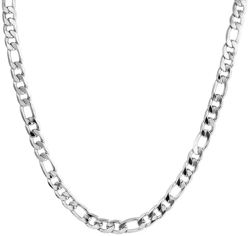 Akzent Kette Unisex - Premium Halskette Unisex aus Edelstahl in Silber, 100% Wasserfest & Hautverträglich