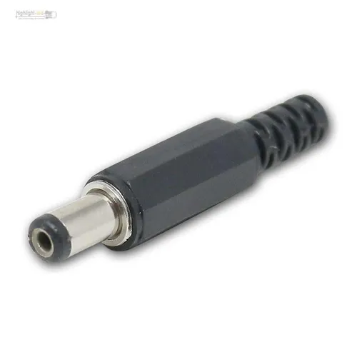 DC Stecker löt Hohlstecker Ø 2,1mm / 5,5mm 12V Lötstecker mit Kabel-Knickschutz