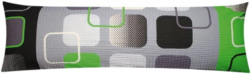 Heubergshop Seitenschläferkissenbezug, (1 Stück), Seersucker, 40x145cm Modern Kariert Grün Schwarz Baumwolle (EW-396/4)