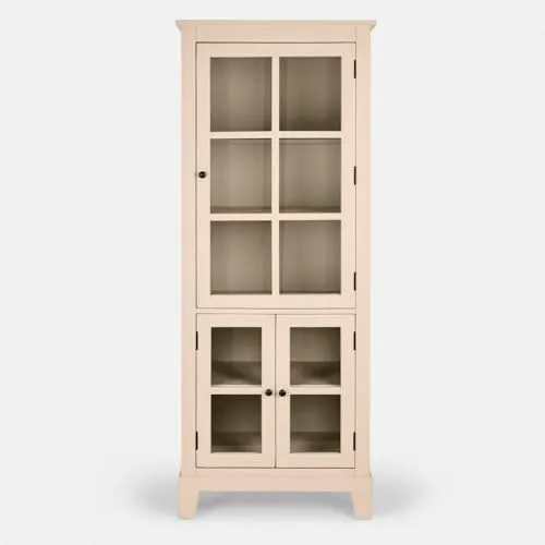 LOBERON Schrank Domérise - Klassischer Landhausstil aus Mangoholz - Vitrine im klassischen Landhausstil mit Sprossentüren. Sichtbarer Stauraum für Geschirr, langlebig und nachhaltig durch hochwertige Materialien. Maße: H/B/T ca. 180/70/50 cm.