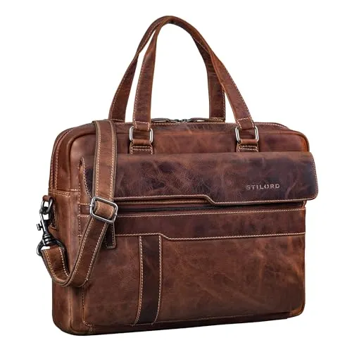 STILORD Matthew Echt-Leder Aktentasche A4 - Stilvolle Business Laptoptasche 15.6-16 Zoll - Aktentaschen mit edlem Echtleder und durchdachtem Fächersystem für optimale Organisation – ideal für Meetings und Reisen, schützt Ihre Wertsachen und sorgt für hohen Tragekomfort.
