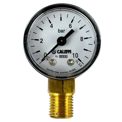 Caleffi Manometer Arbeitsmanometer 0-10 bar Druckmanometer Druckmesser 50mm Durchmesser Druckanzeige Präzisionsmanometer 1/4 Zoll Gewinde unter anderem für CO2 Druckminderer