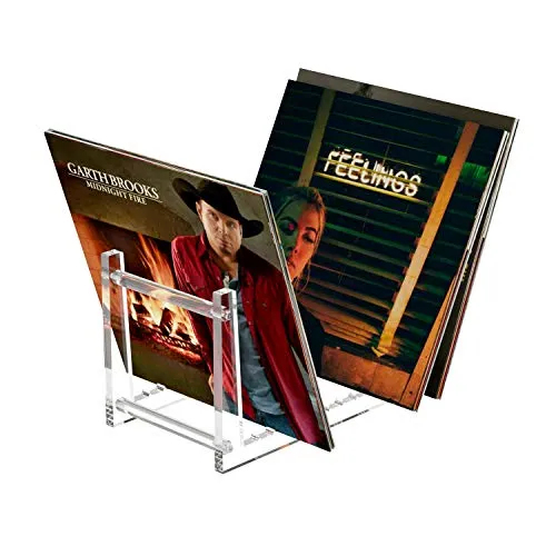 HIIMIEI Schallplatten Aufbewahrung,Acyrl Abnehmbar Schallplattenständer zum Vinyl Aufbewahrung | LP Ständer mit 12 Rutschfeste Rillen für 50 Datensätze Vinyl oder mehr|13.7x6.65x7.5 inch-Transparent