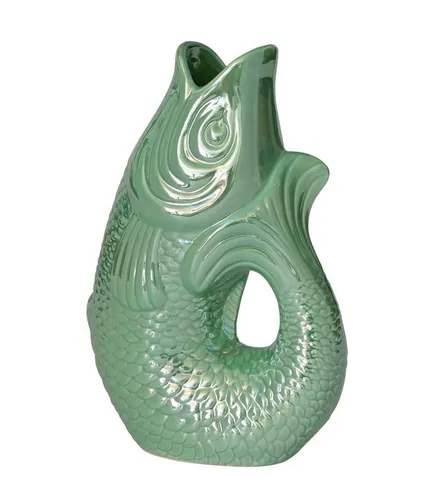 Pad Monsieur Carafon Fisch - Vase/Krug/Kanne/Skulptur - Geschirr: Charmante Steingut-Vase in Fischform, ideal als dekorative Karaffe mit 1,2 l Fassungsvermögen und einzigartigem Rainbow Mint Design.