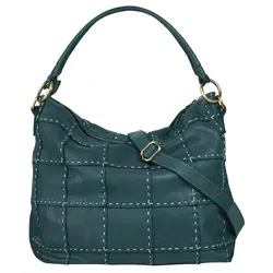 Samantha Look Shopper Damen 021778 blau - Handtaschen mit auffälligen Sattlernähte in Patchwork-Optik; vielseitig als Schulter- oder Umhängetasche nutzbar und bietet viel Stauraum für Einkäufe, Wasserflasche und Smartphone.