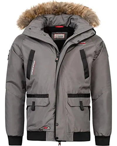 Arctic Seven Winterjacke Herren Baumwolle grau, XXL - Funktionsjacken mit abnehmbarem Kunstfellkragen und Kapuze, ideal für kalte Wintertage. 6 Außentaschen und 2 Innentaschen bieten viel Stauraum.