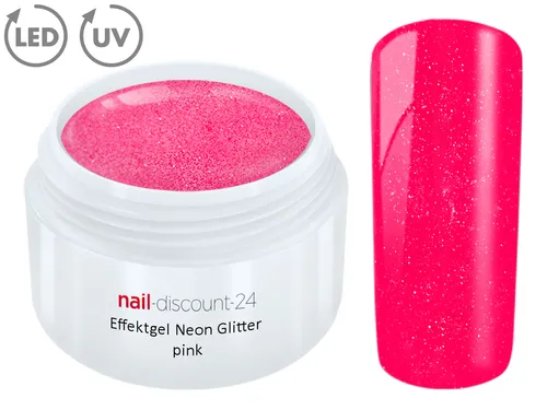 UV LED GEL Farbgel NEON GLITTER PINK Effekt French Color Gel Modellage Nail Art