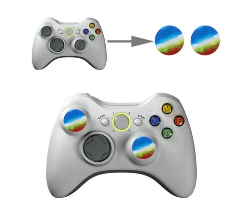 wortek Thumb Grips Controller Aufsätze, 2er Set Gaming-Controller (2er Set, genoppte Silikonkappen Grip Cap Joystick Schutz Aufsatz Silikon Kappen)