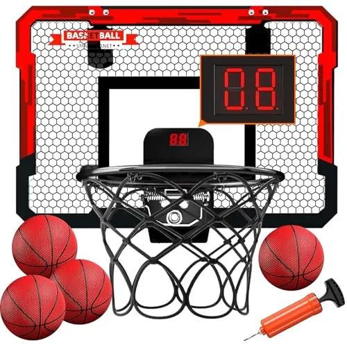 UCAMP Mini Basketballkorb Indoor für Kinder mit 4 Bällen - Spaßiges Indoor-Basketball-Set für Kinder von 3-12 Jahren, inklusive elektronischer Wertung und sicherem Aufhänge-System. Ideal für Spiel und Bewegung im eigenen Zuhause.