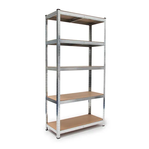Schwerlastregal 5 Böden verzinkt - Regalsysteme, robustes Stahlregal mit 5 Böden für maximale Stabilität und ideal für Werkstatt oder Lagerung.