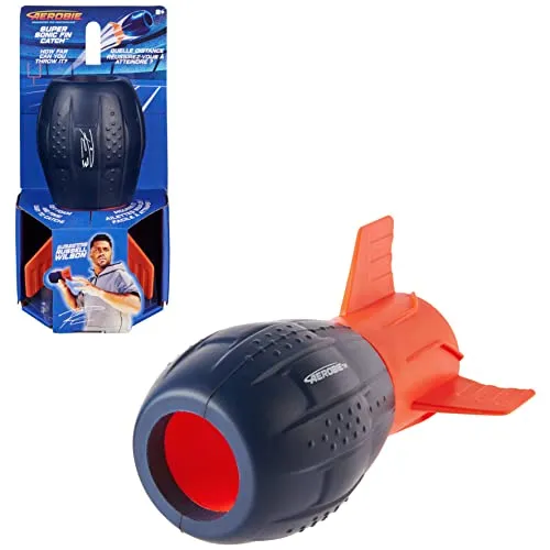 Aerobie Super Sonic Fin Catch Football, Outdoor-Spielzeug aus weichem Material, für Kinder und Erwachsene ab 8 Jahren, Blau/Orange