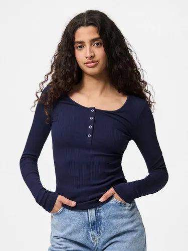 pieces Langarmshirt PCKITTE LS TOP NOOS BC Baumwollmischung, slim fit