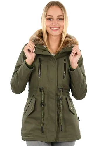 Navahoo Damen Winterjacke B648 - 100% Baumwolle, Kapuze mit abnehmbaren Teddyfell, warme Funktionsjacke für Frauen - Funktionsjacken mit kuscheligem Teddyfell, abnehmbarer Kapuze und hochwertigem Obermaterial. Ideal für kalte Tage, sportlich-eleganter Look mit praktischen Taschen.