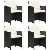 vidaXL Gartenstühle 4 Stk. Poly Rattan Schwarz - Moderne Gartenstühle aus witterungsbeständigem PE-Rattan, ideal für entspannte Stunden im Freien. Robuster Stahlrahmen und komfortable Kissen sorgen für langanhaltende Qualität und Stil.