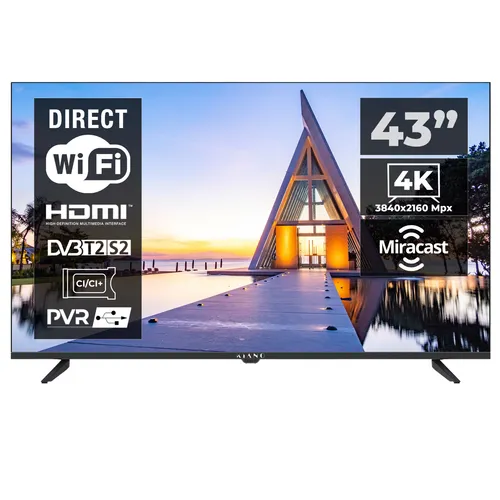 Kiano Elegance TV 43 Zoll - Smart DLED UHD Fernseher - Fernseher mit 4K Auflösung, Android TV und integriertem DVB-T2 Empfänger für grenzenlosen Streaming-Spaß und brillante Bildqualität.