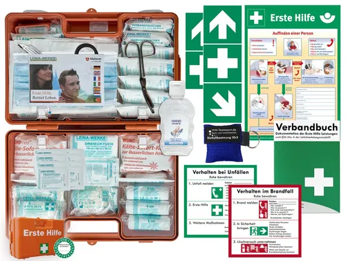 WM-Teamsport Erste-Hilfe-Koffer mit Hygiene-Gel und Beatmungshilfe - Erste-Hilfe-Koffer nach DIN 13169, ideal für Betriebe und Haushalte. Inklusive Hygiene-Gel und Notfallbeatmungshilfe für umfassende Sicherheit. Robuste Bauweise und praktische Wandhalterung.