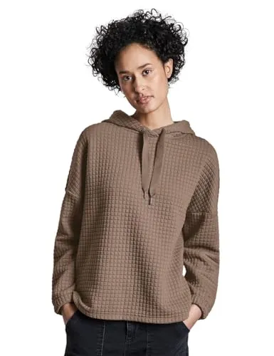 STREET ONE Damen A322580 Strukturshirt mit Kapuze - Kapuzenpullover für Damen mit stylischem Strukturmuster, ideal für lässige Looks und bequem durch elastische Bündchen und seitliche Schlitze.