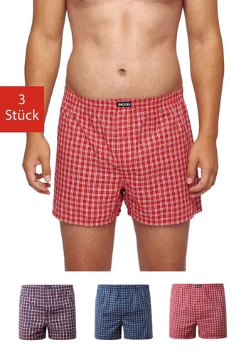 SNOCKS Weiter Boxer American Boxershorts Woven (3-St) aus 100% Bio-Baumwolle, bequeme weite Passform