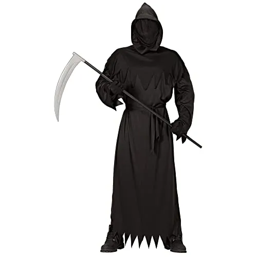 W WIDMANN MILANO Party Fashion - Kostüm Sensenmann, schwarzes Gewand für Erwachsene Größe L, furchteinflößendes Grim Reaper Outfit mit Maske und Gürtel