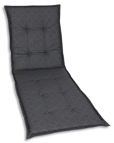 GO-DE Textil Bequeme und attraktive Polsterauflagen für Gartenliegen (Einzelset, Design: Rautenlinien Anthrazit)