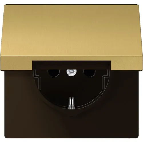 Jung SCHUKO-Steckdose mit Klappdeckel (Messing Classic) in gold von Jung