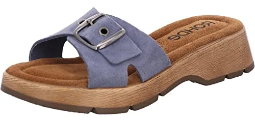 Rohde Damen Clogs Pantoletten Licata 6260, Blau, Größe 41 EU - Clogs für Damen mit Lederdecksohle für optimalen Komfort und stilvolles Design.