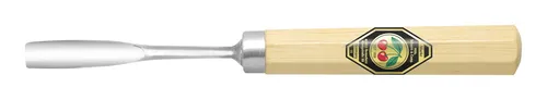Kirschen Kerbschnitzbeitel 6 mm mit kurzem Weißbuchenheft achtkant, gekröpft, mit mittlerer Höhlung, Stich 8 - 3229006
