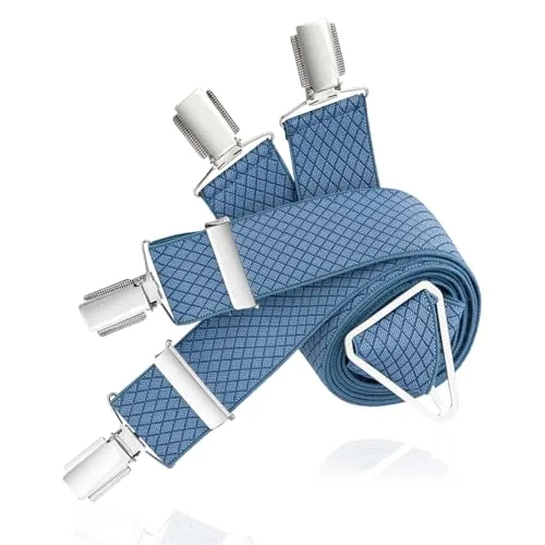 LINDENMANN Hosenträger Herren blau X-Form elastisch und längenverstellbar Made in Germany, Größe/Size:120, Farbe/Color:blau