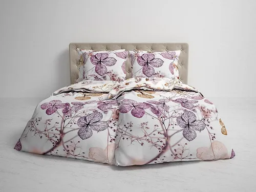 Heckett & Lane Satin Bettwäsche Brigitte Floral pink 155x220 - Bettwäsche-Set aus hochwertigem Mako-Satin, 2-teilig, elegant und pflegeleicht, mit Reißverschluss. Ideal für einen stilvollen Schlafbereich.