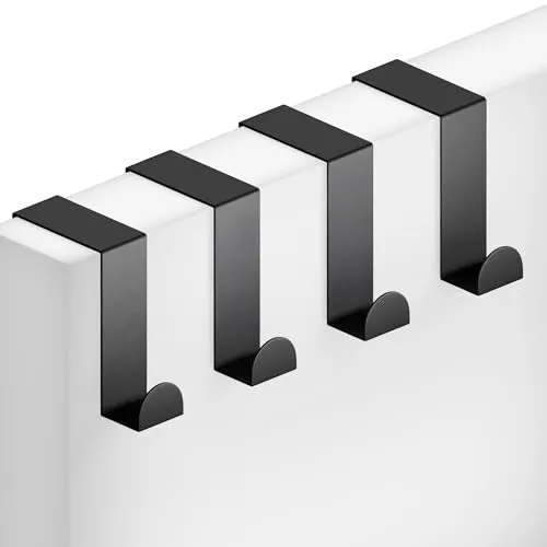 Minismus Türhaken zum Einhängen – Edelstahl Kleiderhaken Tür – Einzeln verwendbare Türgarderobe Haken Garderobenhaken – Aufhängehaken – Einhängehaken 4er Set (Schwarz)