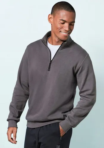 Sweatshirt JOHN DEVIN – Sportlich und Bequem für Herren - Herren-Sweatshirt in Dunkelgrau mit Troyer-Kragen und schwarzem Reißverschluss. Hergestellt aus pflegeleichter, angerauter Sweatware für optimalen Tragekomfort.