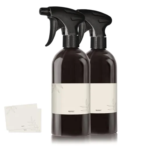 Produktbild Oputec 2 x 500ml Sprühflaschen aus Kunststoff Schwarz zum Befüllen, mit ergonomischem Sprühkopf + Etiketten