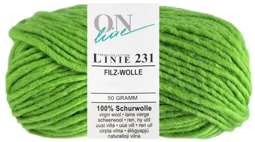Online Garne 50 Gramm ONline Linie 231 Filzwolle Uni Farbauswahl Bastelgarn