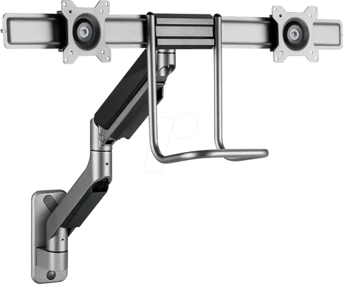 MYW HL53L Monitor Halter für 2 Displays 17'' - 32'' - Monitorhalterung für 2 Bildschirme, höhenverstellbar mit Gasdruckfeder und 360° Rotation für optimale Flexibilität am Arbeitsplatz.