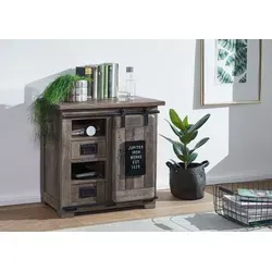 Massivmoebel24 Kommode RAILWAY #223 - Schubladenkommoden im Industrial-Stil mit einzigartigen Wurmähnlichen Löchern und Abnutzungsspuren, die jedem Raum Charakter verleihen.