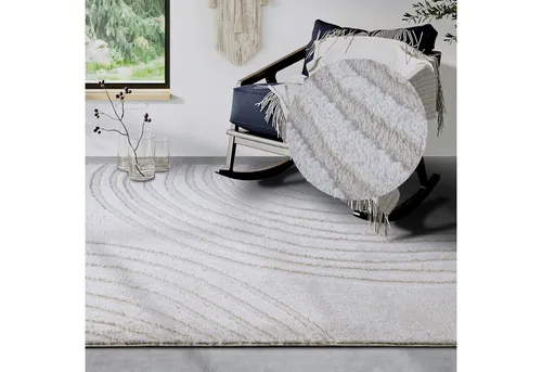 ELLE Decoration Hochflor Teppich Pigment – Moderner Shaggy Teppich für Wohnzimmer und Schlafzimmer, Cremeweiß, 120x170cm