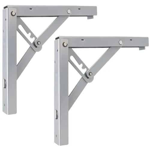 Ms Beschläge - Paar Schwerlast Klappkonsolen Silbergrau 200x185mm 3-stufig Einstellbar Stahl