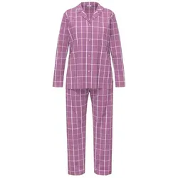 seidensticker Schlafanzug Damen Flanell Pyjama (2 tlg) Baumwolle lila L (38)