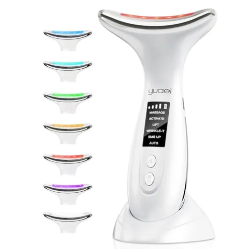 Gesichtsmassagegerät Gesicht Massagegerät Face Gerät: 6 Modi EMS Anti Gegen Falten Massage Gesichtsgerät 7 Light Schönheit